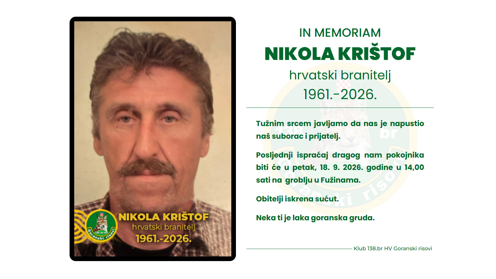 IN MEMORIAM NIKOLA KRIŠTOF