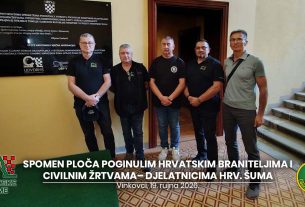 VINKOVCI – OTKRIVENA SPOMEN PLOČA POGINULIM HRVATSKIM BRANITELJIMA I CIVILNIM ŽRTVAMA– DJELATNICIMA HRV. ŠUMA